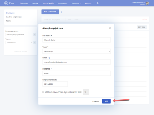 How to add users form employees menu Step 3