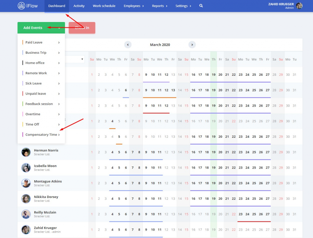 What is the Compensatory time event and how to use it? - iFlow