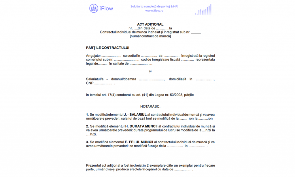flask Semicircle Manga Act adițional la contractul de muncă - Legislație & model și legislație