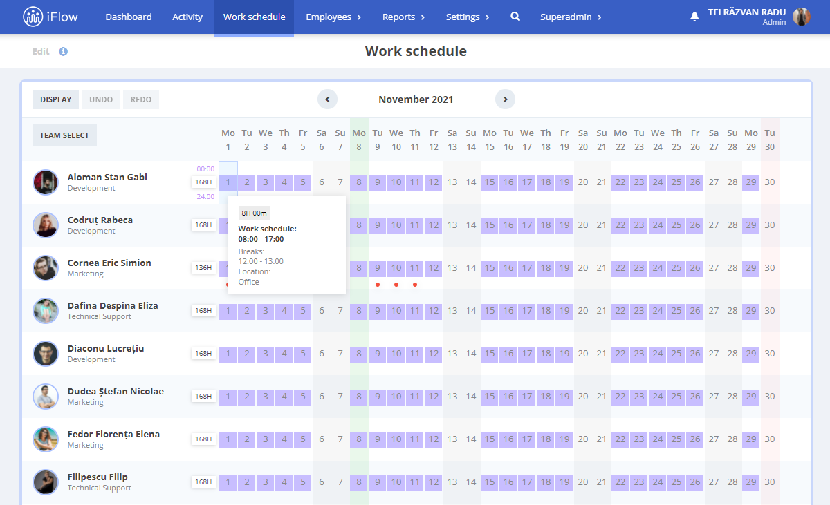 work shifts scheduling