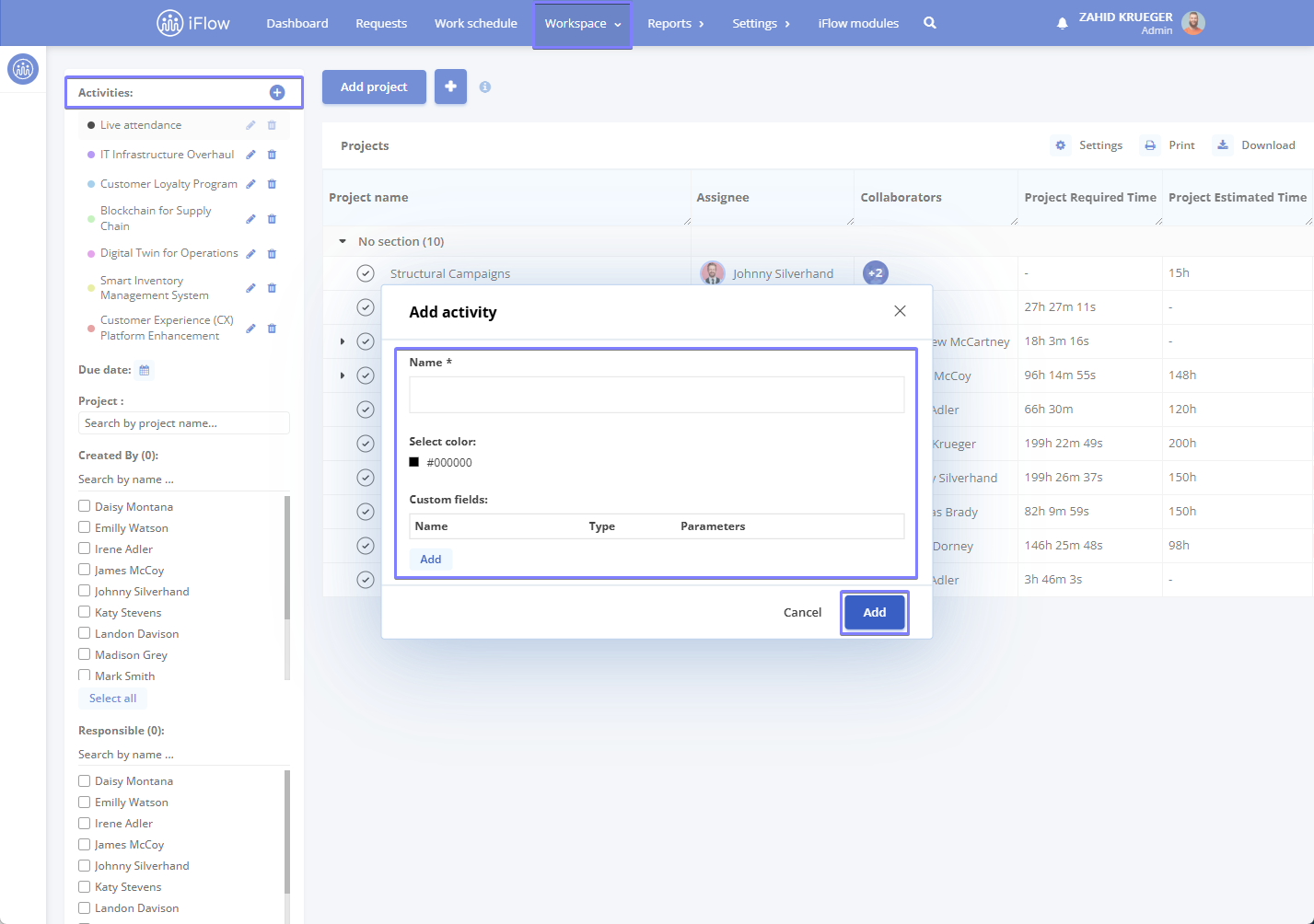 image illustrating how to create an activity in hr iflow