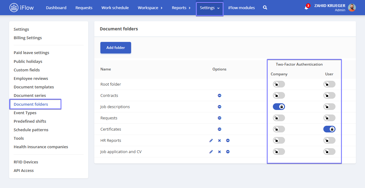 Image from the iFlow app illustrating how to enable 2fa