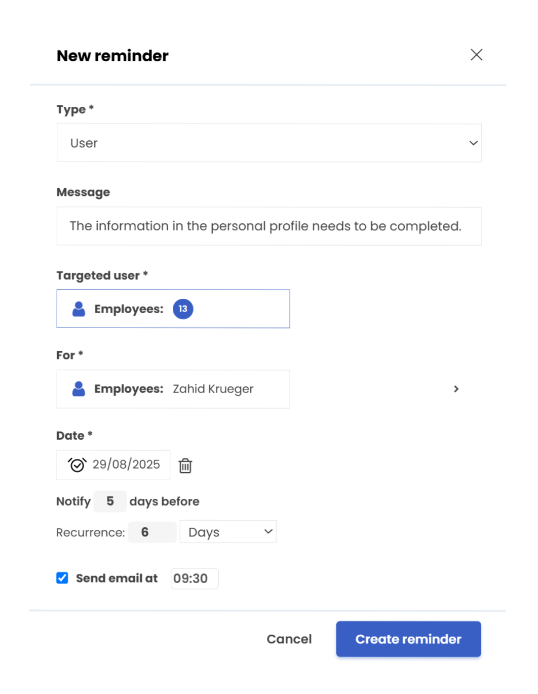 add user reminder en