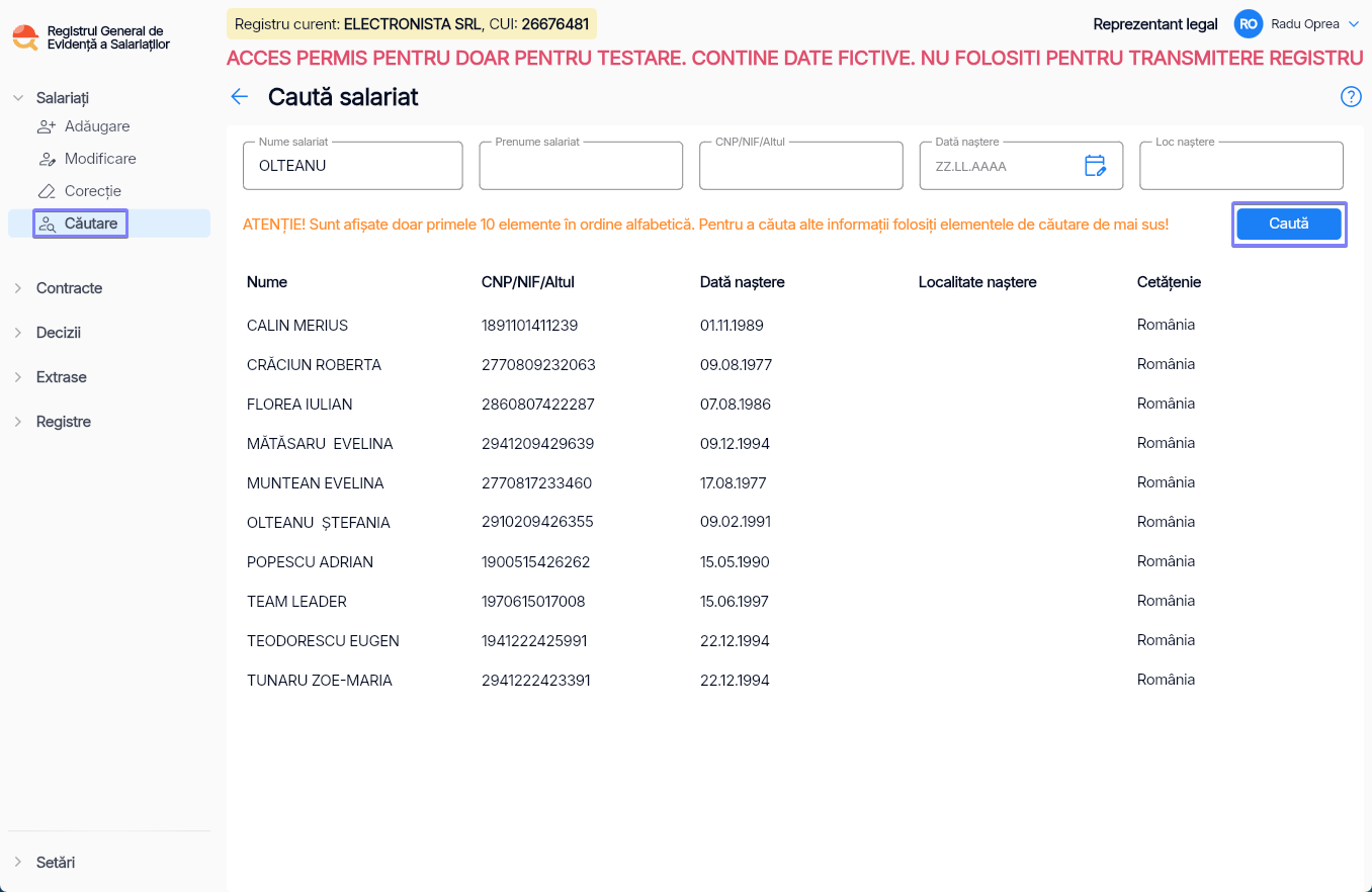 Imagine ilustrativă pași căutare salariat în Reges Online