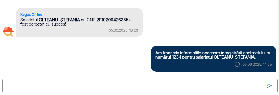 Imagine ilustrativă pași pentru înregistrarea contractului unui salariat în Reges Online - Pasul 5