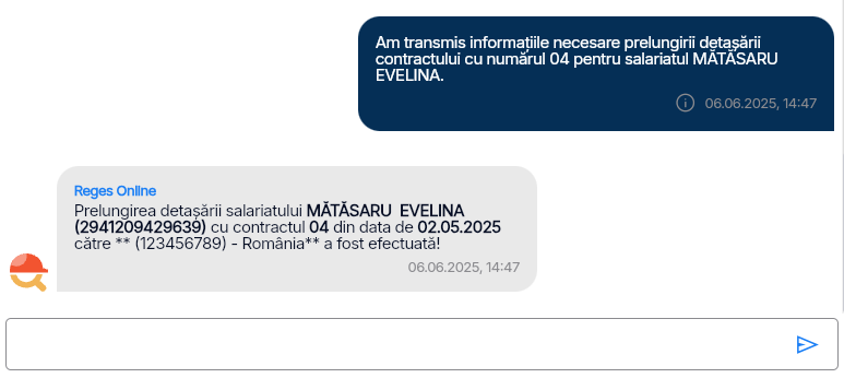 Imagine ilustrativă pași pentru modificarea detașării unui contract în Reges Online - Pasul 3