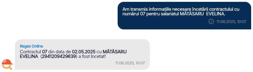 Imagine ilustrativă pași pentru încetarea contractului unui salariat în Reges Online - Pasul 4