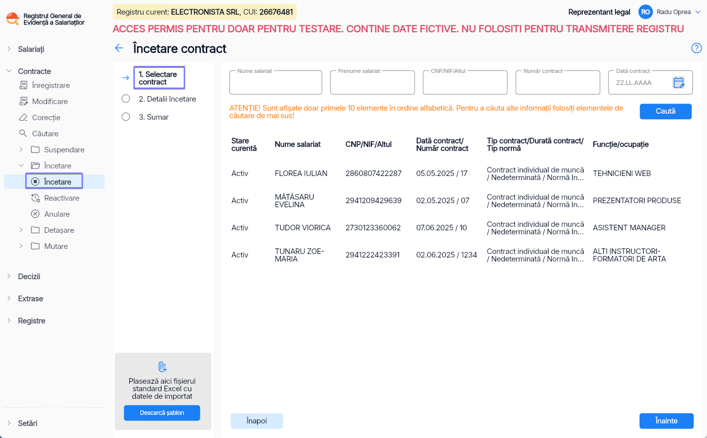 Imagine ilustrativă pași pentru încetarea suspendării contractului unui salariat în Reges Online - Pasul 1