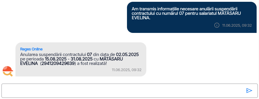 Imagine ilustrativă pași pentru anularea suspendării contractului unui salariat în Reges Online - Pasul 3