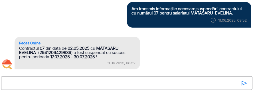 Imagine ilustrativă pași pentru suspendarea contractului unui salariat în Reges Online - Pasul 4