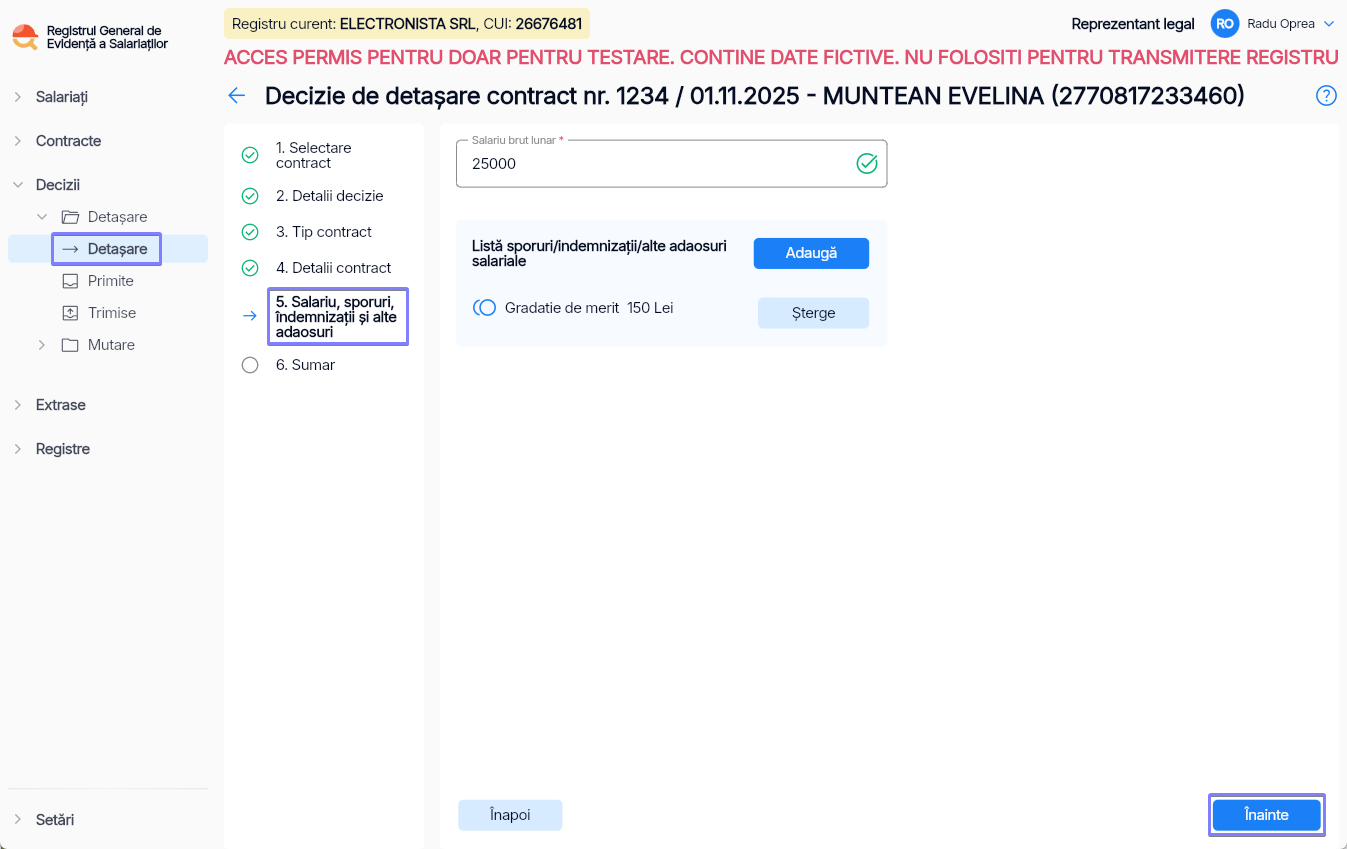 Imagine ilustrativă pași pentru trimiterea deciziilor de detașare în Reges Online - Pasul 5