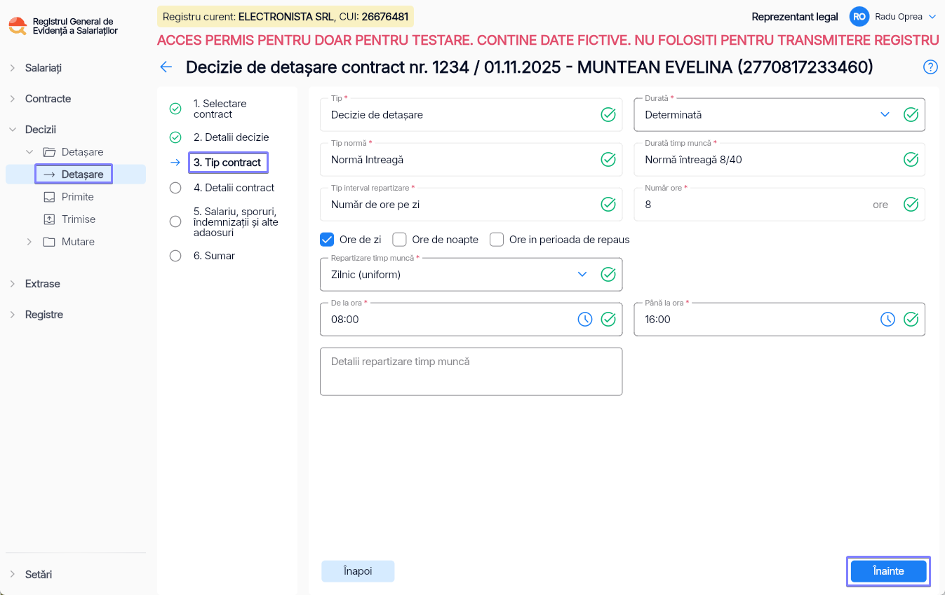Imagine ilustrativă pași pentru trimiterea deciziilor de detașare în Reges Online - Pasul 3