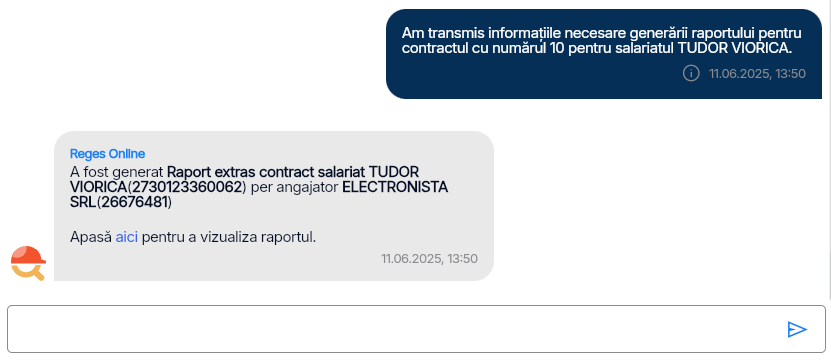 Imagine ilustrativă cu pași pentru generarea unui raport complet cu datele contractului individual de muncă al unui salariat în Reges Online Pasul 3
