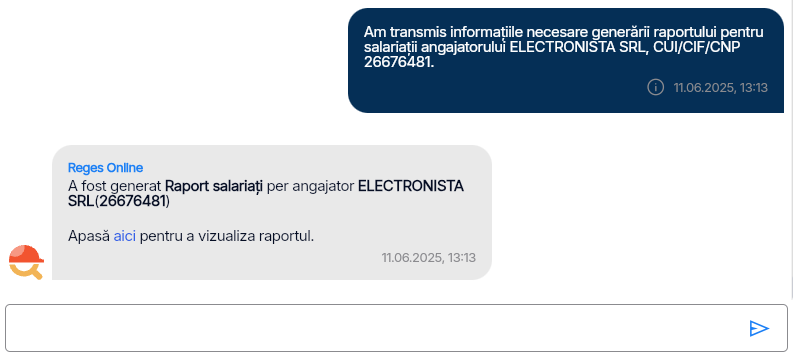 Imagine ilustrativă cu pași pentru generarea unui raport despre salariați în Reges Online Pasul 2