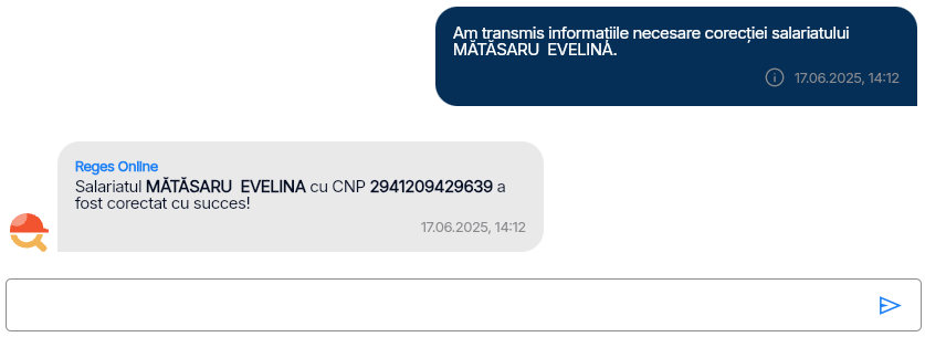 Imagine ilustrativă pași pentru corecția datelor unui salariat în Reges Online - Pasul 5