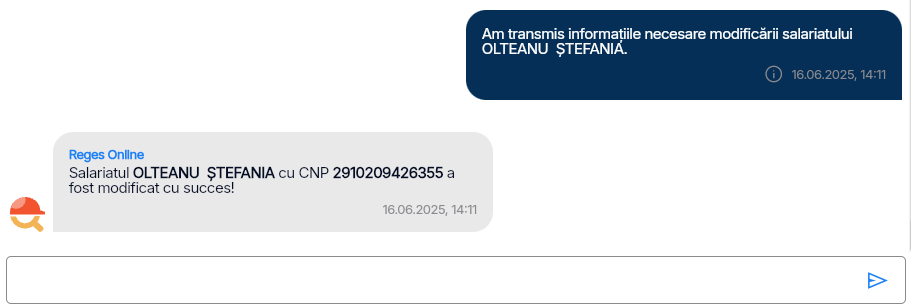 Imagine ilustrativă pași pentru modificarea datelor unui salariat în Reges Online - Pasul 5