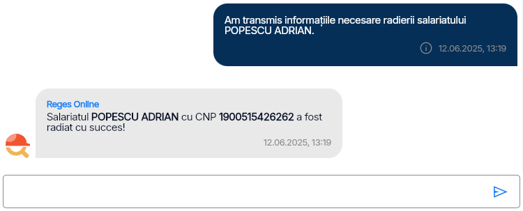 Imagine ilustrativă cu pașii pentru ștergerea definitivă a unui salariat în Reges Online Pasul 4