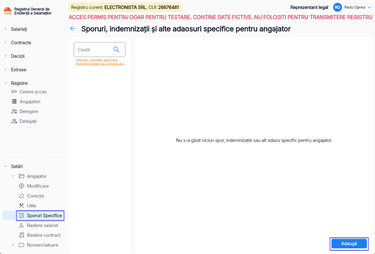Imagine ilustrativă cu pașii pentru adăugarea unor beneficii salariale care nu există în lista standard în Reges Online Pasul 1