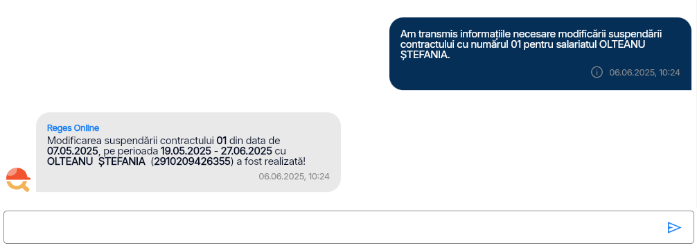 Imagine ilustrativă pași pentru modificarea suspendării contractului unui salariat în Reges Online - Pasul 4